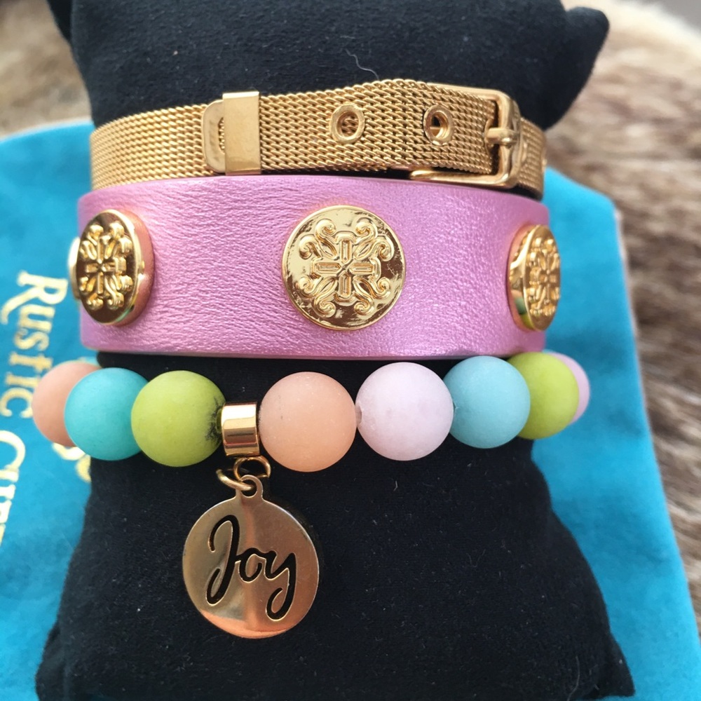 Rustic cuff stacked!! Great for spring time!!